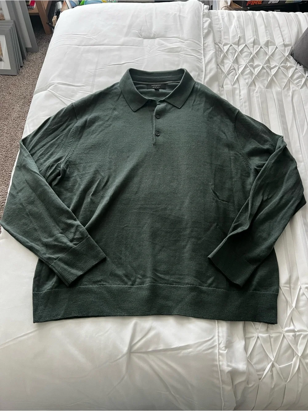 Banana Republic Forest Green Long-Sleeve Polo Sweater
